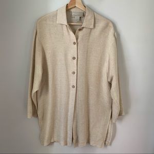 Vintage Express Oversized Button Down Rayon Linen Blend  Womens Small